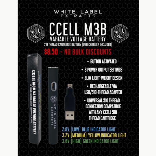 White Label Extracts - WLE | CCELL Cartridge Battery - 1