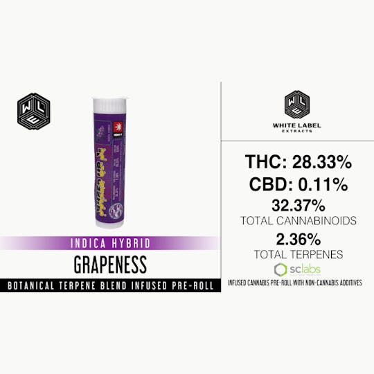 White Label Extracts - WLE | Juiced Up J's Grapeness | Botanical Terpene Infused Pre-Roll (1g) - 1