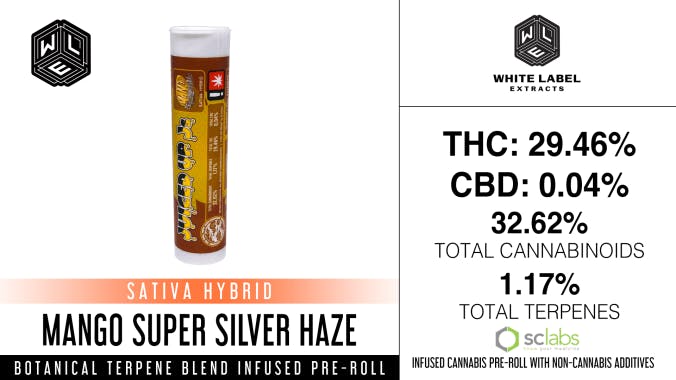 White Label Extracts - WLE | Juiced Up J's Mango SSH | Botanical Terpene Infused Pre-Roll (1g) - 1