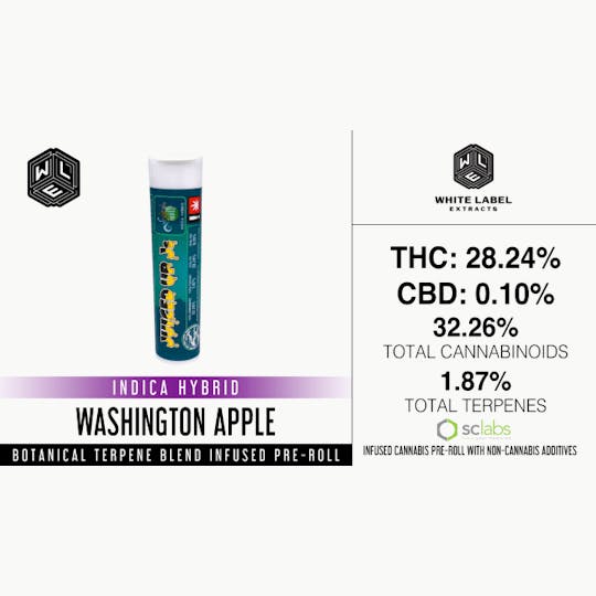 White Label Extracts - WLE | Juiced Up J's Infused Pre-Roll - Washington Apple (1g) - 1