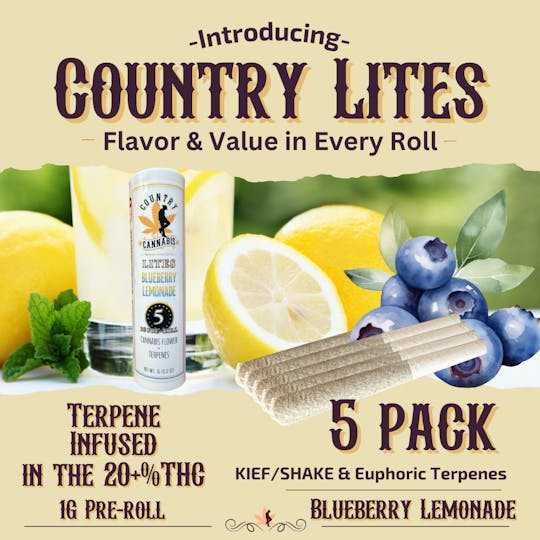 Country Cannabis - Country Cannabis Lites | Blueberry Lemonade | 1G | 5pk - 1