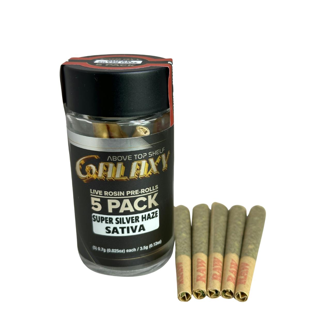 Galaxy - Super Silver Haze Rosin Infused Prerolls 5 Pack - CA - 1