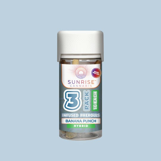 Sunrise Cannabis - Banana Punch - 1g/3Pk Infused Prerolls - 1