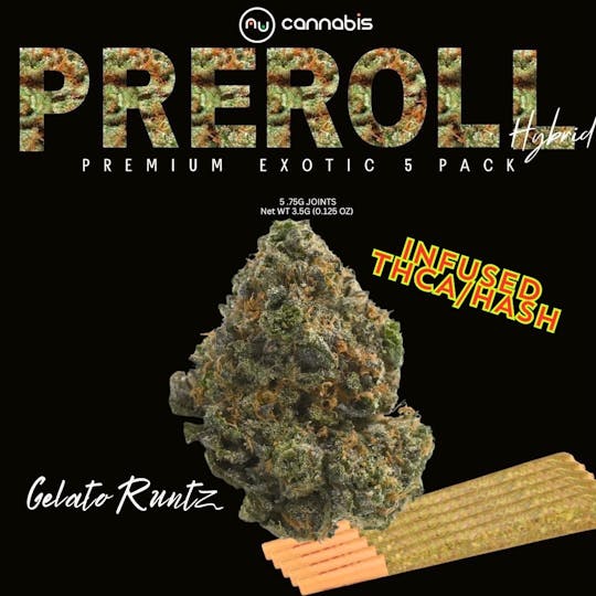 Nu Cannabis Brand - NuCannabis - Gelato Runtz 5 pack - PRE ROLL INFUSED - 1