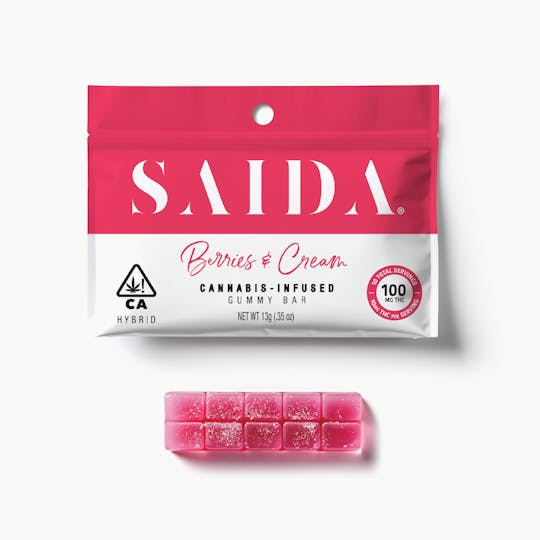 Saida - Saida - Gummy Bar - Berries & Cream - 100mg THC - 1