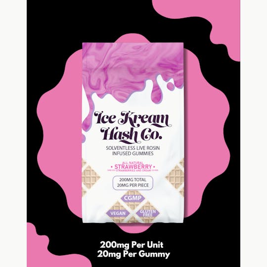 Ice Kream Hash Co. - IKHCO | Strawberry | Live Rosin Gummy | 200mg - 1