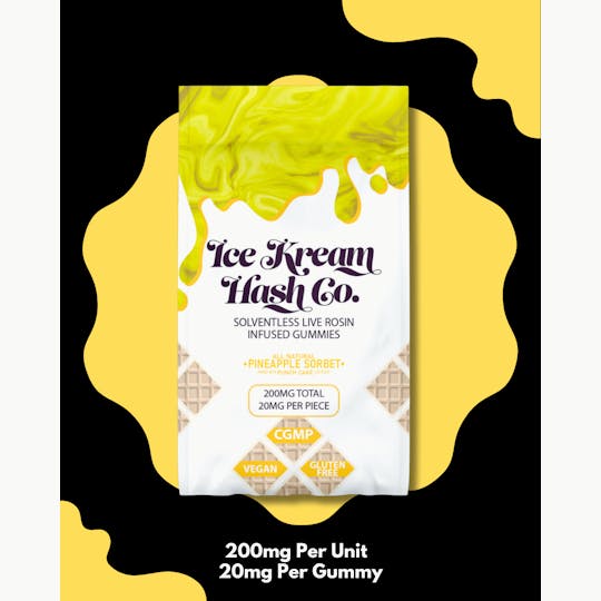 Ice Kream Hash Co. - IKHCO | Pineapple Sorbet | Live Rosin Gummy | 200mg - 1