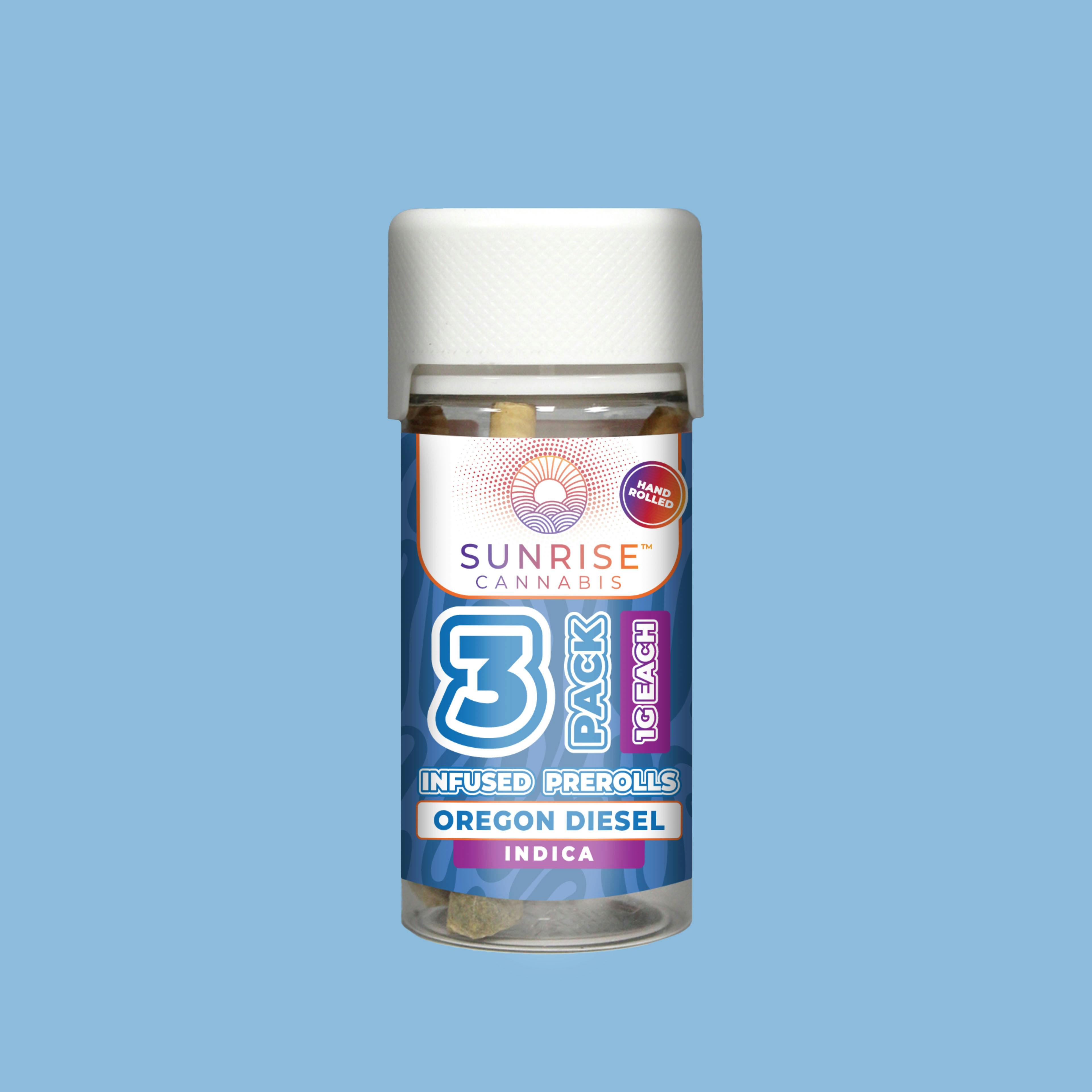 Sunrise Cannabis - Oregon Diesel - 1g/3Pk Infused Prerolls - 1