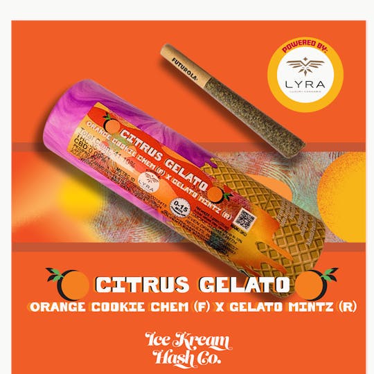 Ice Kream Hash Co. - IKHCO | Citrus Gelato | Rosin Infused Pre Roll | 1g - 1