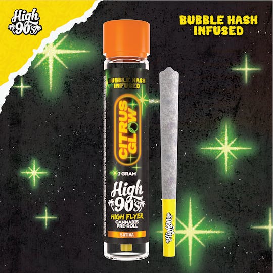 HIGH 90s - High 90s : Citrus Glow 1g High Flyer Bubble Hash Infused Pre-Roll - 1