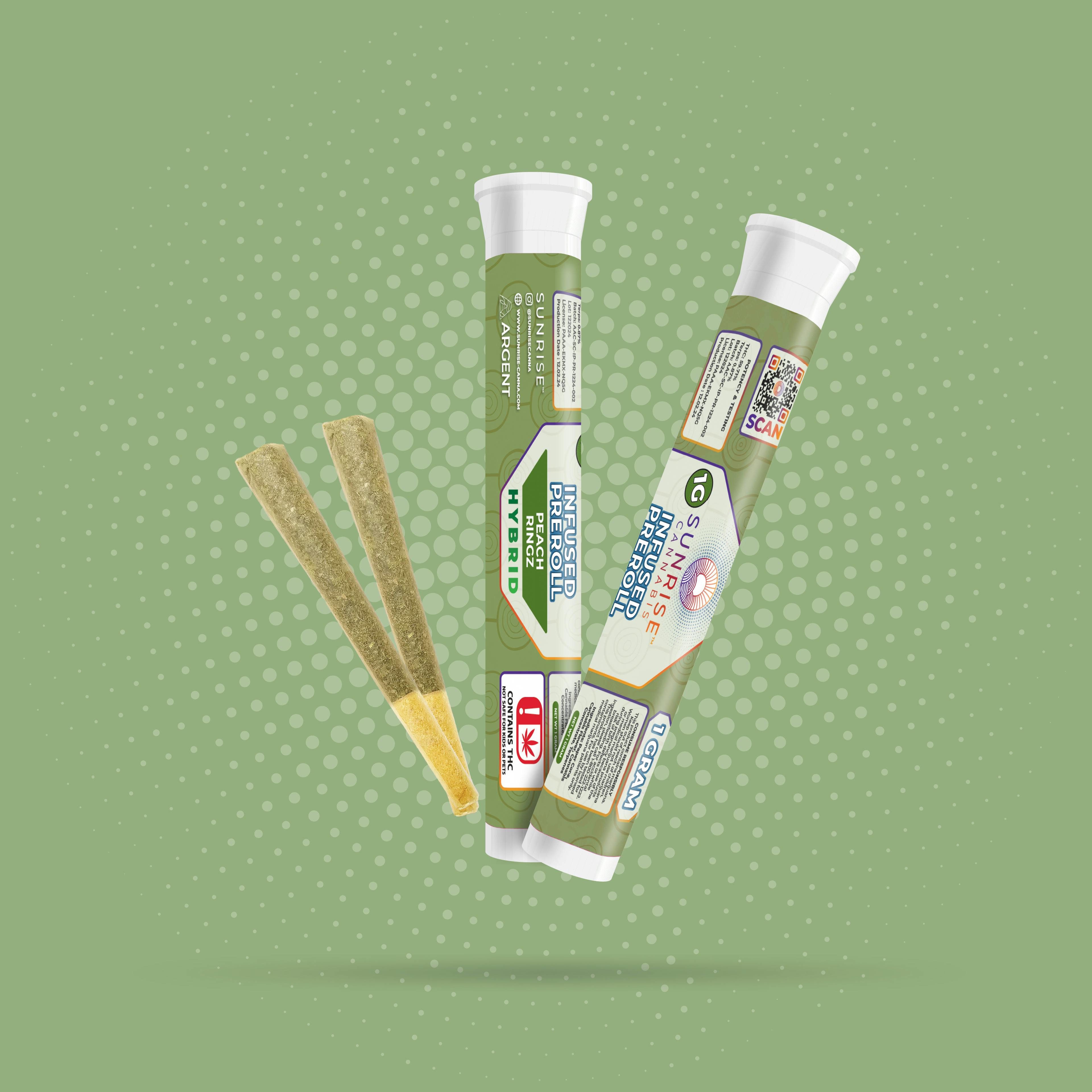 Sunrise Cannabis - Peach Ringz - 1g Infused Preroll - 1