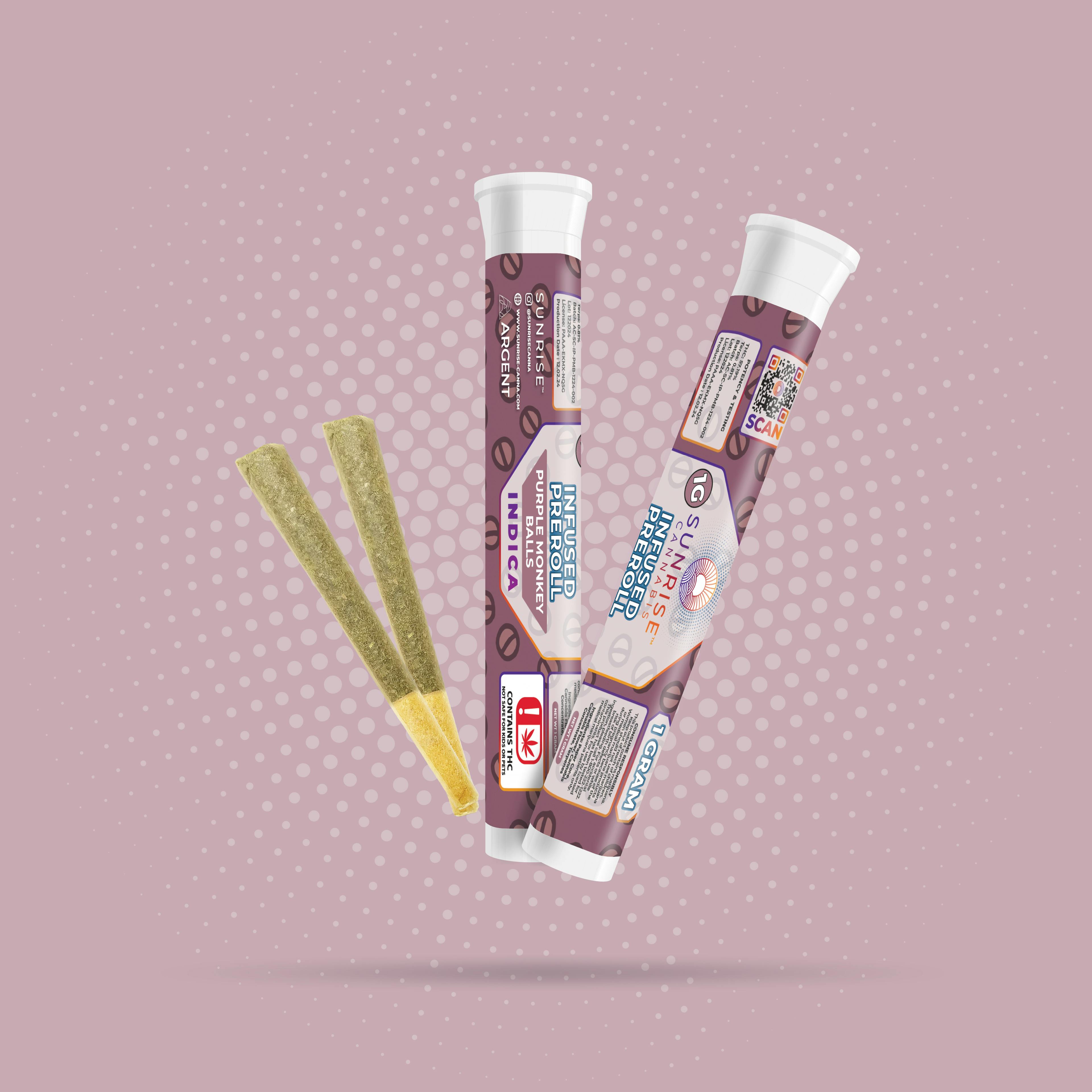 Sunrise Cannabis - Purple Monkey Balls - 1g Infused Preroll - 1