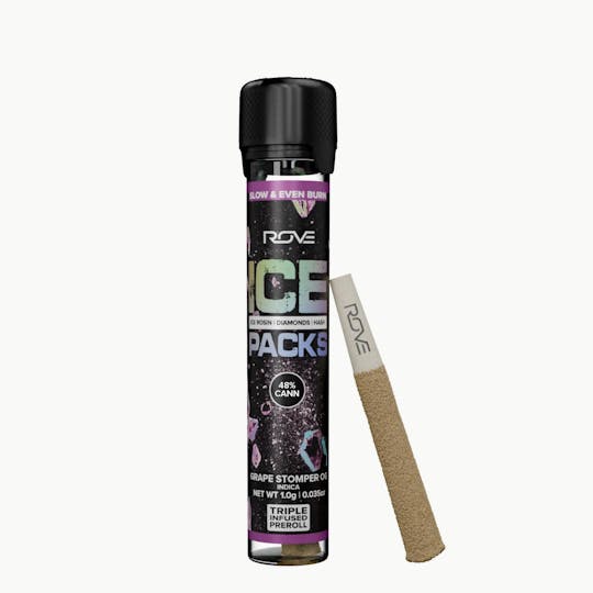 ROVE - Grape Stomper OG - Infused Ice Packs (Rosin, Hash, and Diamonds) 1G Preroll - 1