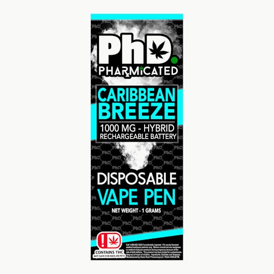 Pharmicated - PhD Disposable Vape Cart - 1000 mg - Caribbean Breeze (H) - 1