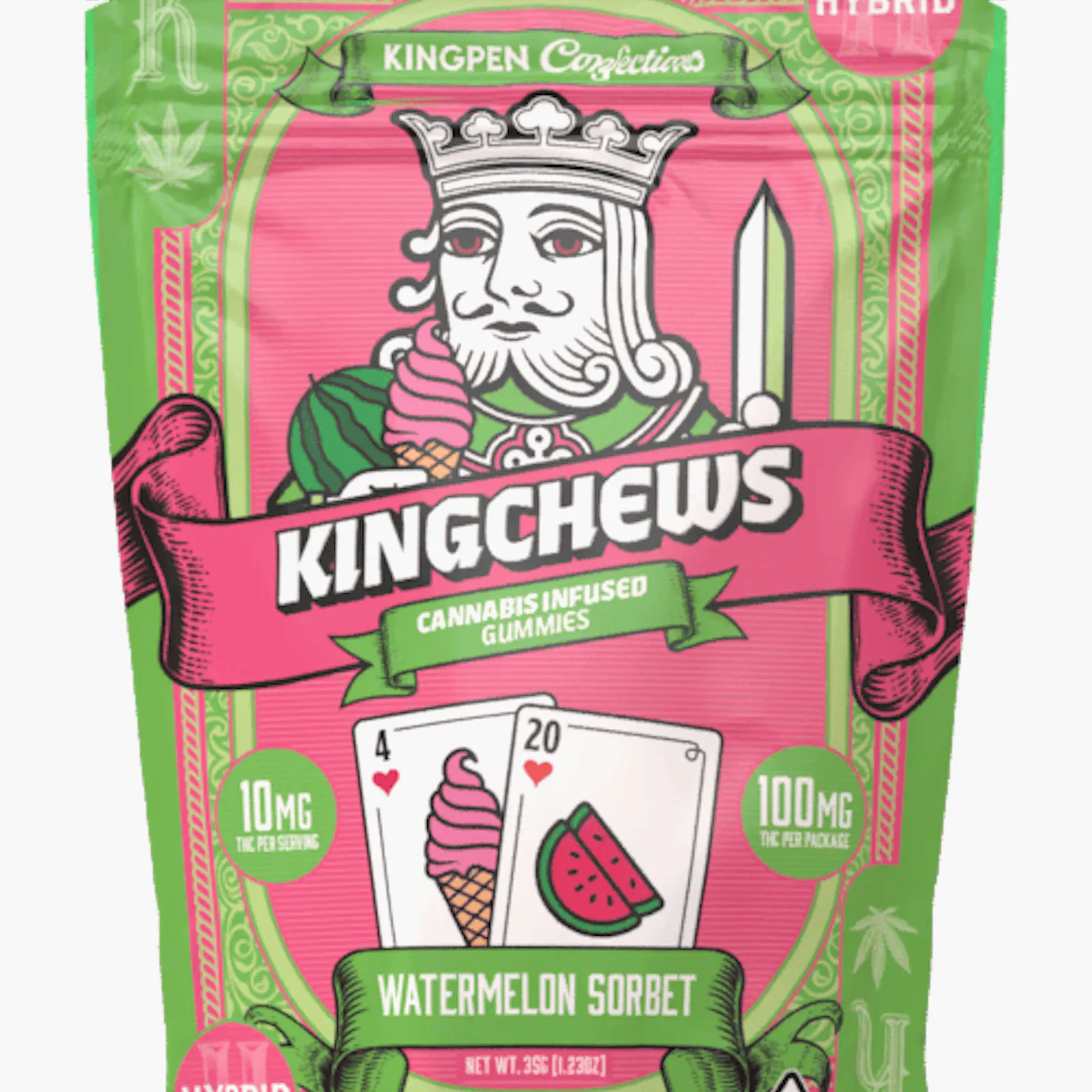 Kingchew | Watermelon Sorbet | Gummies | 100mg | 10ct | 10mg/ea