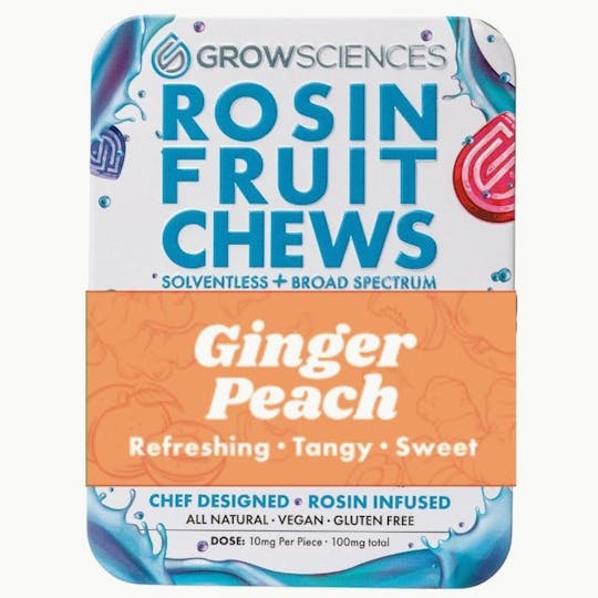 Grow Sciences - Ginger Peach Rosin Fruit Chews (100mg) - 1