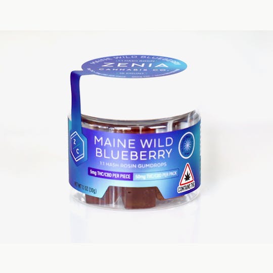 Zenia Cannabis Co - Maine Wild Blueberry Hash Rosin 1:1 Gumdrops - 50mg:50mg - 1