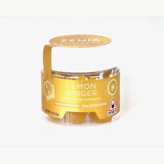 Zenia Cannabis Co - Lemon Ginger Hash Rosin 1:1 Gumdrops - 50mg:50mg - 1