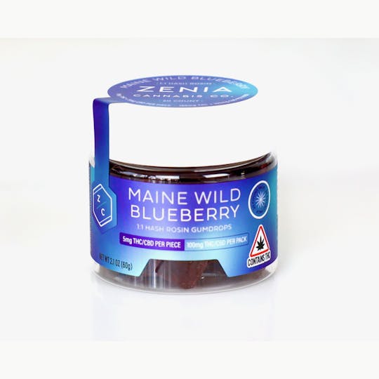 Zenia Cannabis Co - Maine Wild Blueberry Hash Rosin 1:1 Gumdrops - 100mg: 100mg - 1
