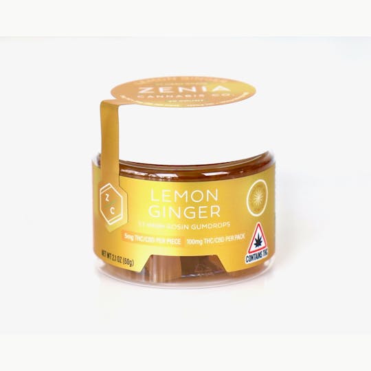 Zenia Cannabis Co - Lemon Ginger Hash Rosin 1:1 Gumdrops - 100mg: 100mg - 1