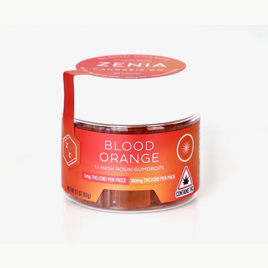 Zenia Cannabis Co - Blood Orange Hash Rosin 1:1 Gumdrops - 100mg: 100mg - 1