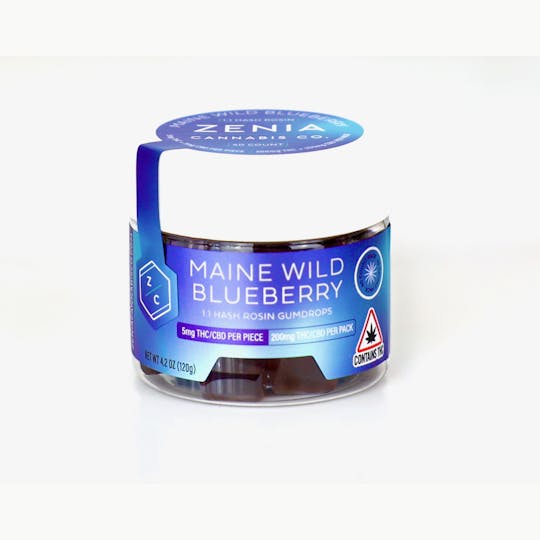 Zenia Cannabis Co - Maine Wild Blueberry Hash Rosin 1:1 Gumdrops - 200mg:200mg - 1