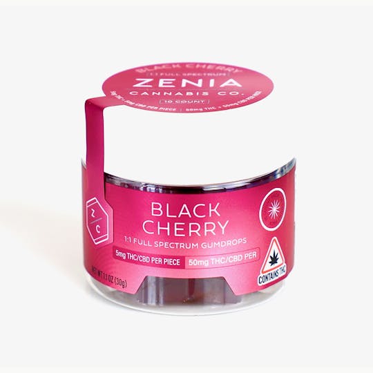 Zenia Cannabis Co - Black Cherry Full Spectrum 1:1 Gumdrops - 50mg:50ng - 1