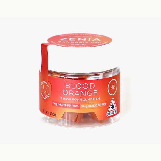Zenia Cannabis Co - Blood Orange Hash Rosin 1:1 Gumdrops - 50mg:50mg - 1