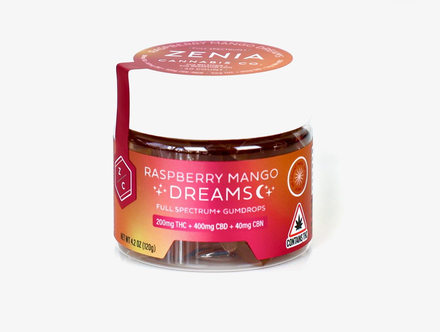 Zenia Cannabis Co - Raspberry Mango Dreams - THC+CBD+CBN - 200mg:400mg:40mg - 1