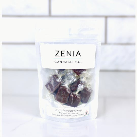 Zenia Cannabis Co - Dark Chocolate Cherry Maine Sea Salt Full Spectrum Caramels - 200mg - 1