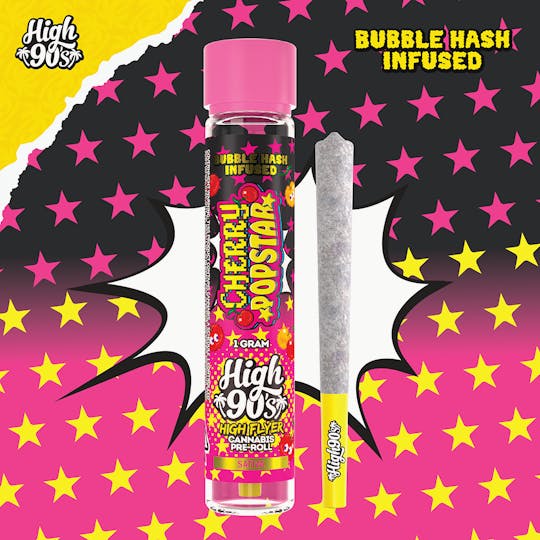 HIGH 90s - High 90s : Cherry Popstar 1g High Flyer Bubble Hash Infused Pre-Roll - 1