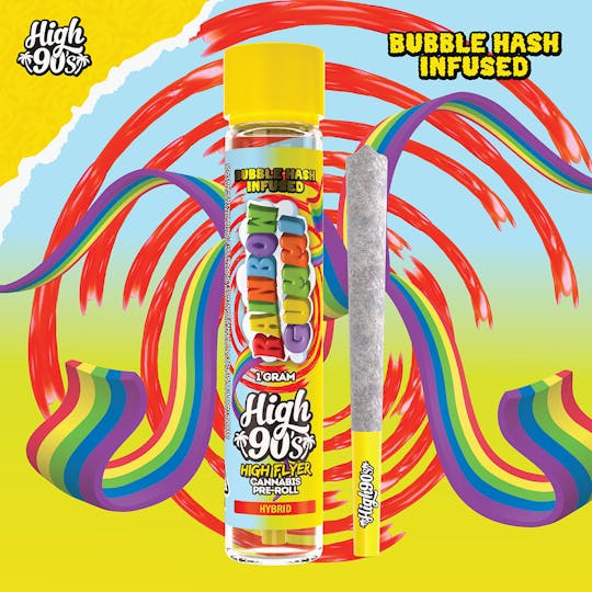 HIGH 90s - High 90s : Rainbow Gummi 1g High Flyer Bubble Hash Infused Pre-Roll - 1
