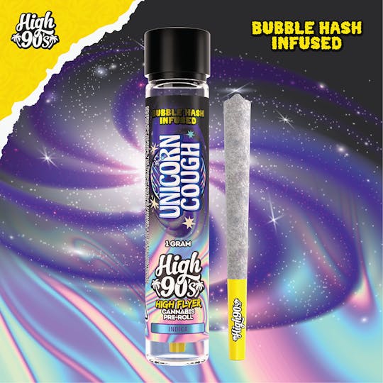 HIGH 90s - High 90s : Unicorn Cough 1g High Flyer Bubble Hash Infused Pre-Roll - 1