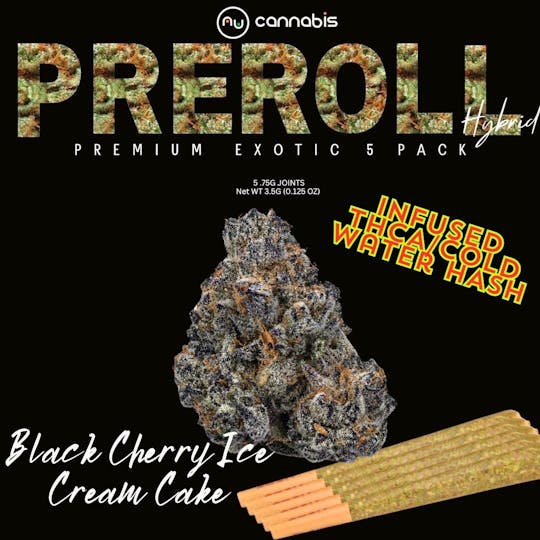 Nu Cannabis Brand - NuCannabis - Black Cherry Ice Cream Cake 5 pack - PRE ROLL INFUSED - 1
