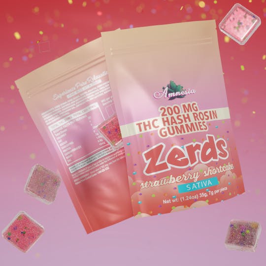 Amnesia MI - Strawberry Shortcake - Hash Rosin Gummies with Nerds 200mg (5 pk) - 1