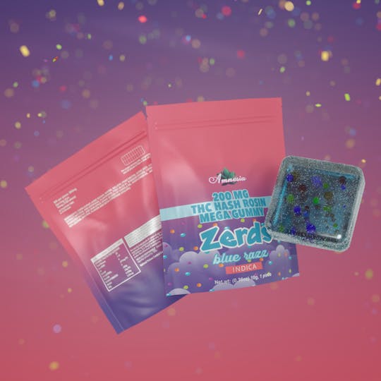 Amnesia MI - Blue Razz - Hash Rosin Gummies with Nerds 200mg (1 pk) - 1