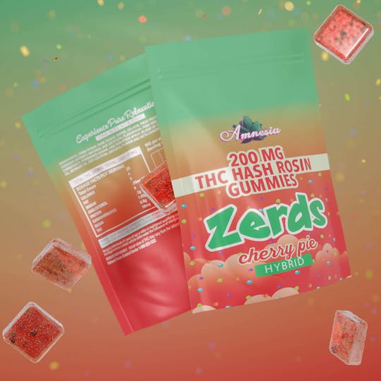 Amnesia MI - Cherry Pie - Hash Rosin Gummies with Nerds 200mg (5 pk) - 1