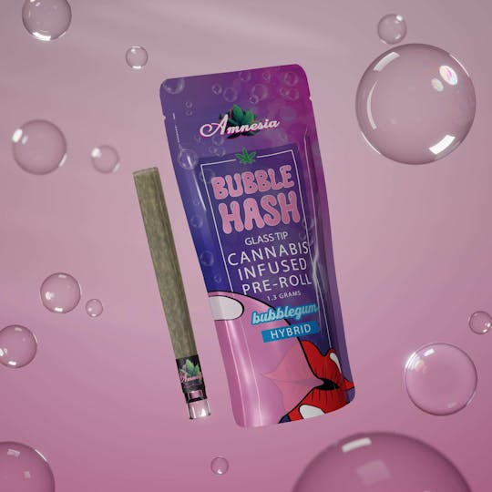 Amnesia MI - Bubble Gum - Glass Tip Bubble Hash Infused Pre Roll 1.3g - 1