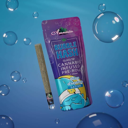 Amnesia MI - Blue Dream - Glass Tip Bubble Hash Infused Pre Roll 1.3g - 1
