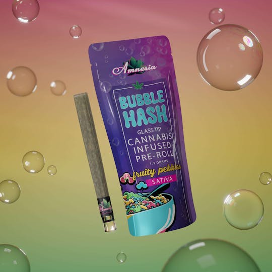 Amnesia MI - Fruity Pebbles - Glass Tip Bubble Hash Infused Pre Roll 1.3g - 1