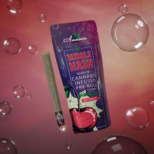 Amnesia MI - Cherry Pie - Glass Tip Bubble Hash Infused Pre Roll 1.3g - 1