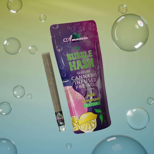 Amnesia MI - Pink Lemonade - Glass Tip Bubble Hash Infused Pre Roll 1.3g - 1