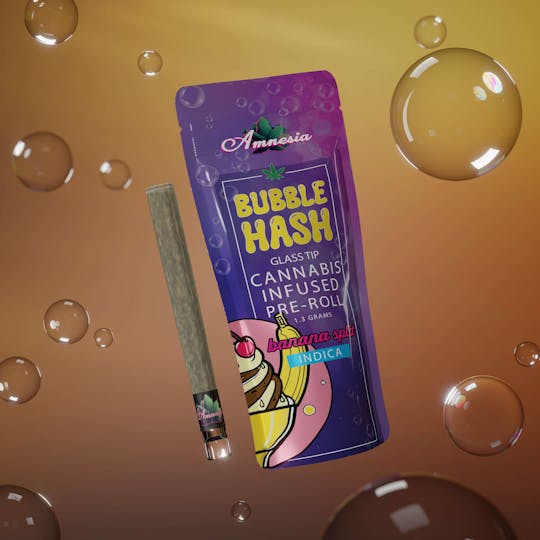 Amnesia MI - Banana Split - Glass Tip Bubble Hash Infused Pre Roll 1.3g - 1