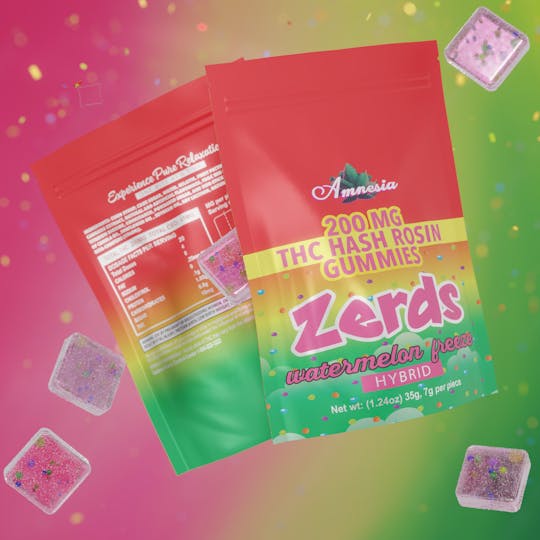Amnesia MI - Watermelon Freeze - Hahs Rosin Gummies with Nerds 200mg (5 pk) - 1