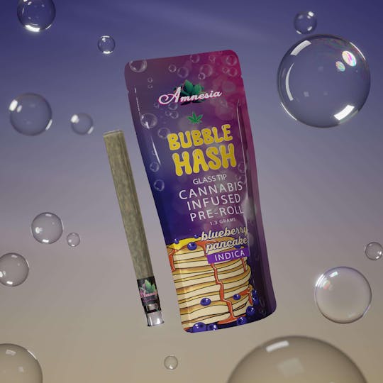 Amnesia MI - Blueberry Pancake - Glass Tip Bubble Hash Infused Pre Roll 1.3g - 1