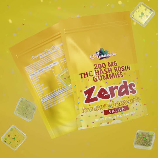 Amnesia MI - Lemon Cheesecake - Hash Rosin Gummies with Nerds 200mg (5 pk) - 1