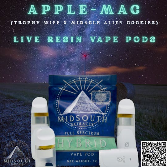 MidSouth Extracts - 1g Vape Pod - Live Resin - AppleMAC - 53.38% - 1