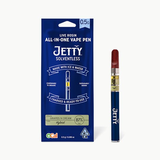 Jetty Extracts - Grapes n Cream OCal Solventless All-in-One Vape Pen .5g - 1