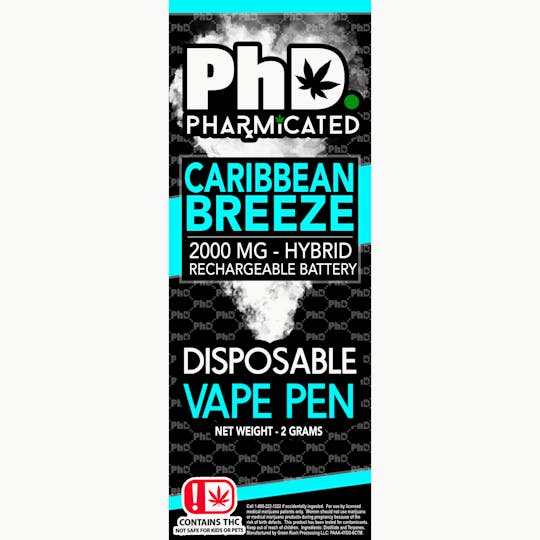 Pharmicated - PhD Disposable Vape Cart - 2000 mg - Caribbean Breeze (H) - 1