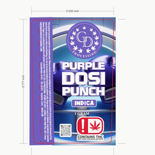 GD CANNABIS PROCESSING - Full Flower Pre-roll 1g- Purple Dosi Punch - 1